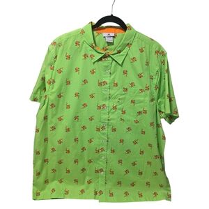 Disney Parks  Green Button Down Camp Shirt with Orange Birds SZ XL NWT